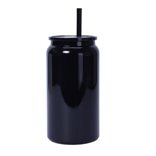 Mason jar of Custom Logo 16 oz Double-Wall Stainless Steel Mason Jar Tumbler with Lid and Straw